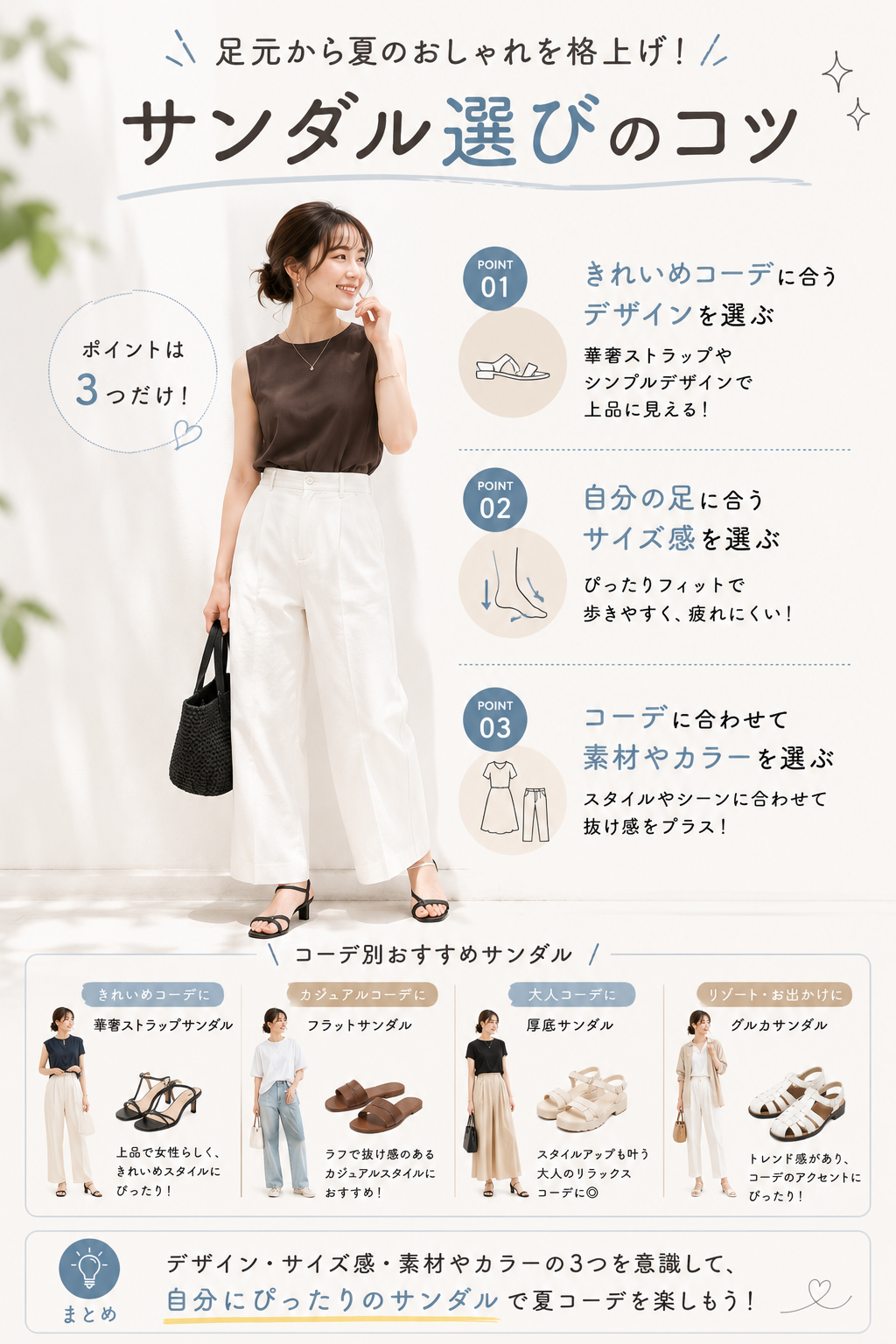 夏のサンダル選びのコツ